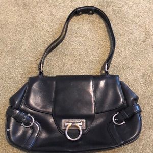 Ferragamo Gancini Leather Black Purse